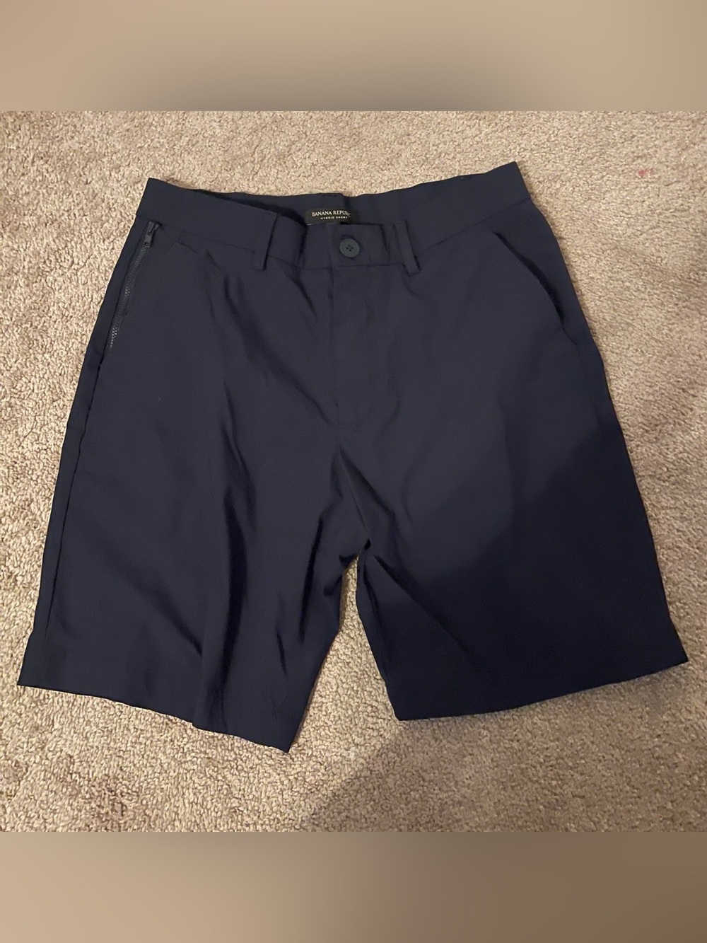 Banana Republic Men's Dark Navy Flat-Front Performance Shorts
